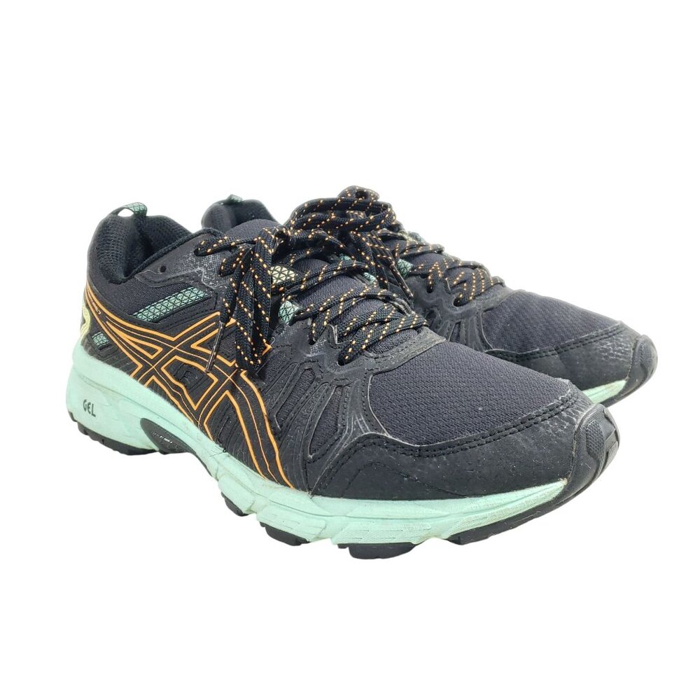 Asics Gel-Venture-7 Womens Size 7.5  Trail Running Shoes Black & Mint